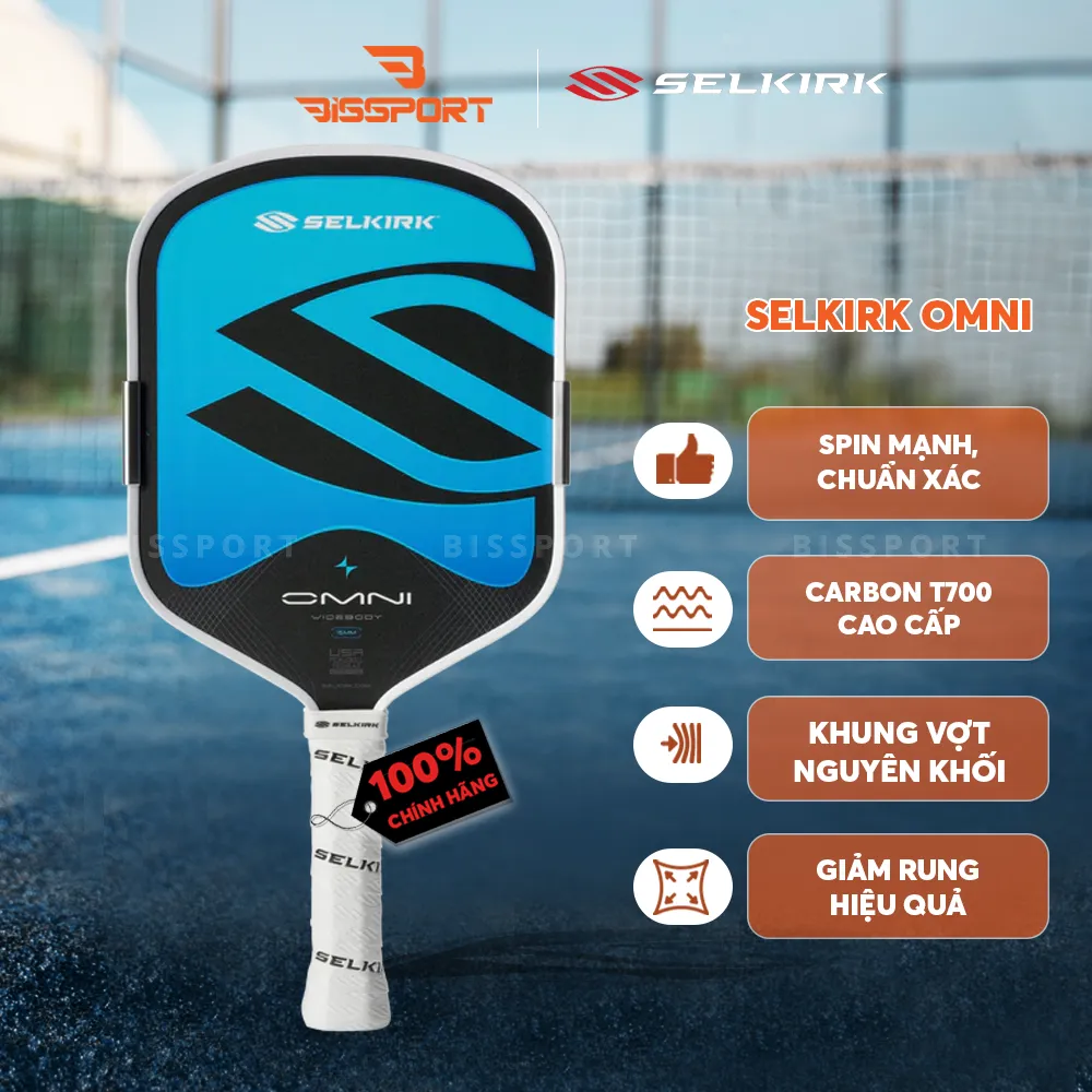 Vợt Pickleball Selkirk OMNI Chính Hãng - Elongate - Xanh - Lõi Foam - Tăng Độ Ổn Định - Mặt Carbon Bền Bỉ - Ổn Định