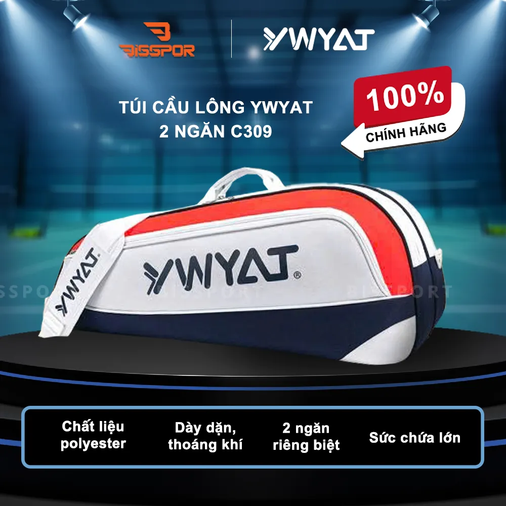 Túi Cầu Lông YWYAT C309 Chính Hãng - Trắng Cam - 2 Chính 2 Ngăn Phụ - Ngăn Để Giày - Chắc Chắn - Tiện Lợi - Dung Tích Chứa Lớn