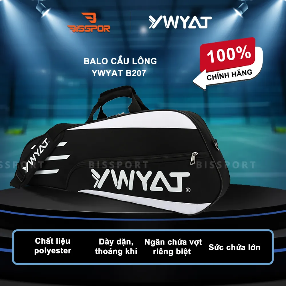 Túi Thể Thao Cầu Lông Ywyat C201 Chính Hãng - Đen - 1 Ngăn Chính 1 Phụ - Dung Tích Rộng Rãi - Bền Bỉ - Gọn - Chắc Chắn