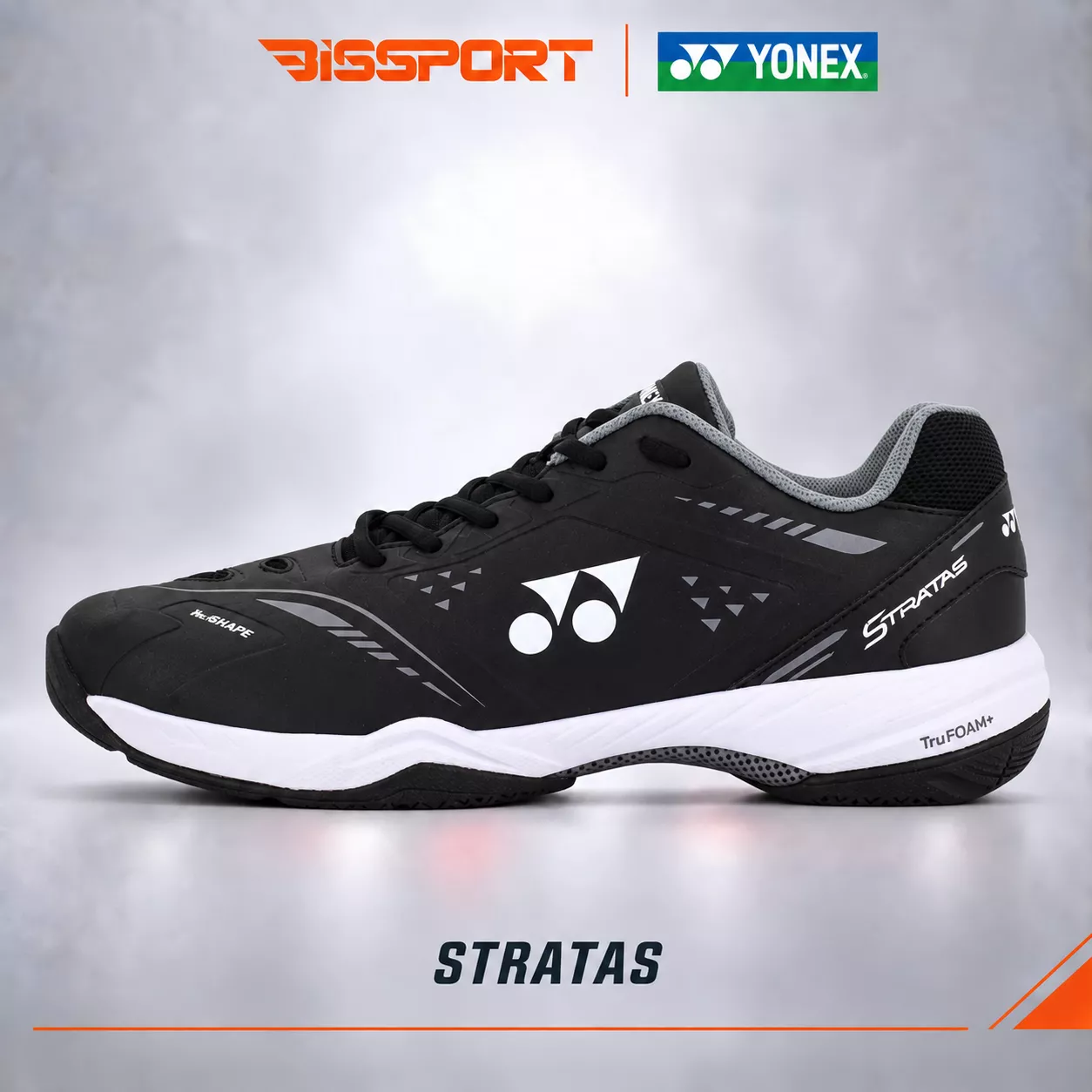 Giày Cầu ông Yonex Stratas Chính Hãng - Đen - Bền Bỉ - Thông Thoáng - Giảm Chấn - Khóa Cổ Chân - Mềm Mại
