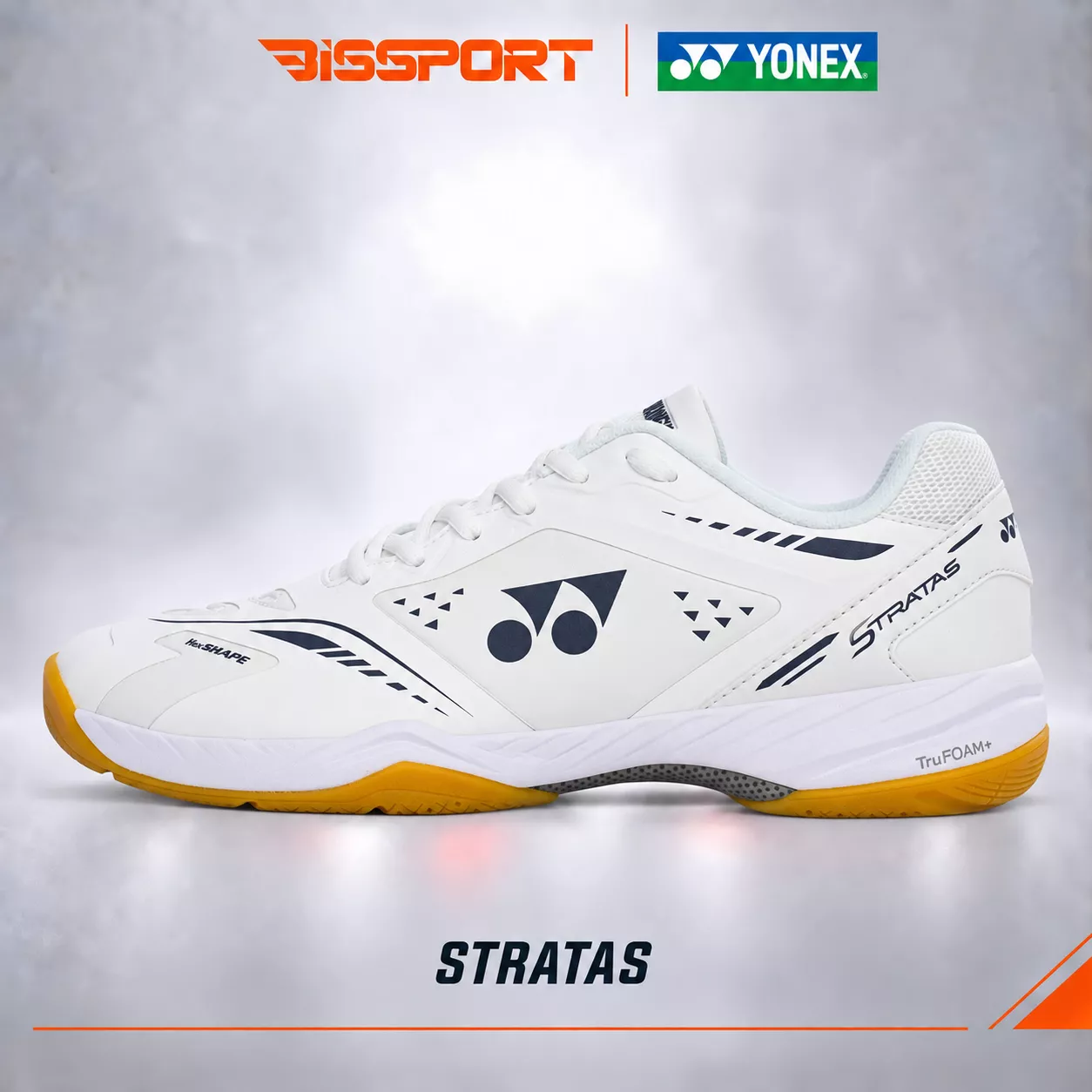Giày Cầu ông Yonex Stratas Chính Hãng -Trắng - Bền Bỉ - Thông Thoáng - Giảm Chấn - Khóa Cổ Chân - Mềm Mại