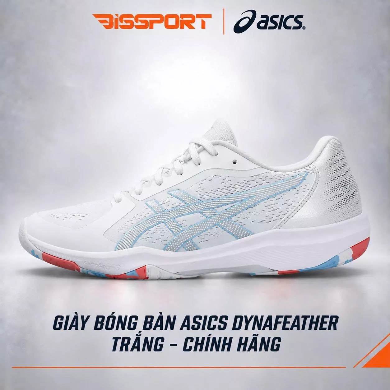 Giày Bóng Bàn Asics Dynafeather Trắng Chính Hãng - Giảm Chấn Tốt, Độ Đàn Hồi Và Ổn Định Tạo Cảm Giác Mềm Mại Dễ Chịu