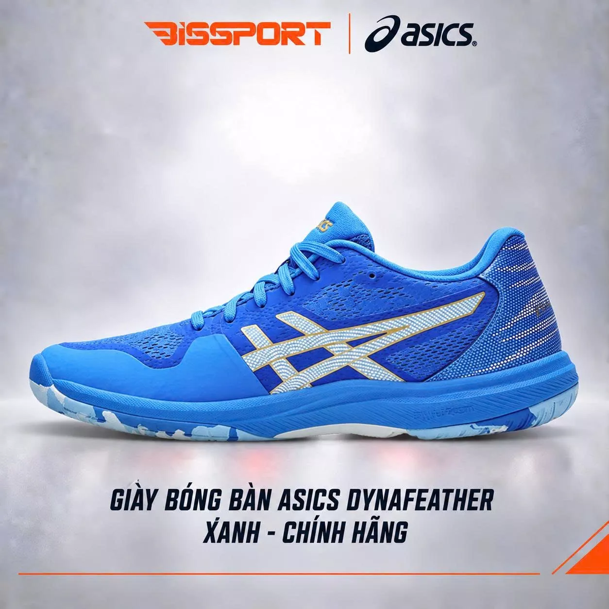 Giày Bóng Bàn Asics Dynafeather Xanh Chính Hãng - Giảm Chấn Tốt, Độ Đàn Hồi Và Ổn Định Tạo Cảm Giác Mềm Mại Dễ Chịu