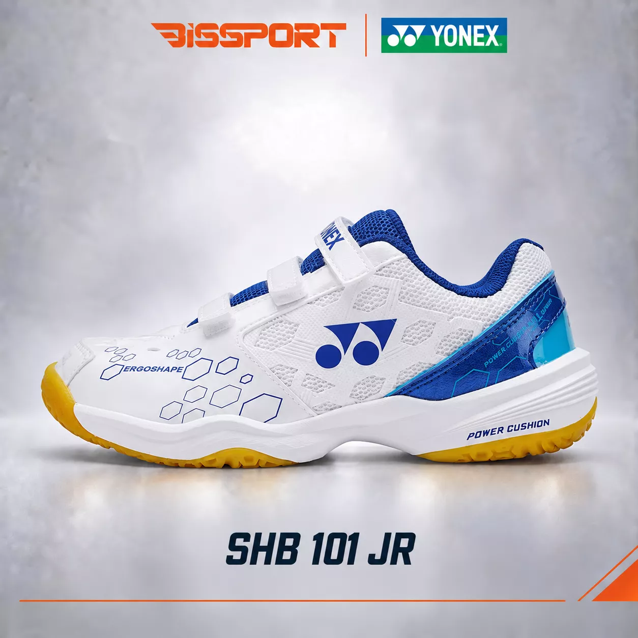 Giày Cầu Lông Cho Bé Chính Hãng Yonex SHB101CR Trắng Xanh - Quai Dán - Siêu Bám - Chống Trơn - Bảo Hộ Tốt