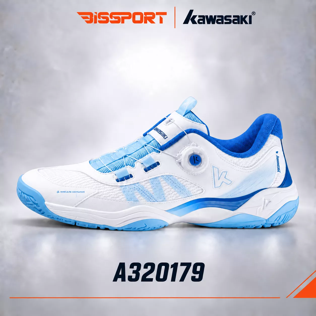 Giày Cầu Lông Kawasaki A32019 Chính Hãng - Xanh - Khóa BOA Tiện Lợi - Bền Bỉ - Đế Chống Trượt Trên Mọi Sàn - Êm Nhẹ