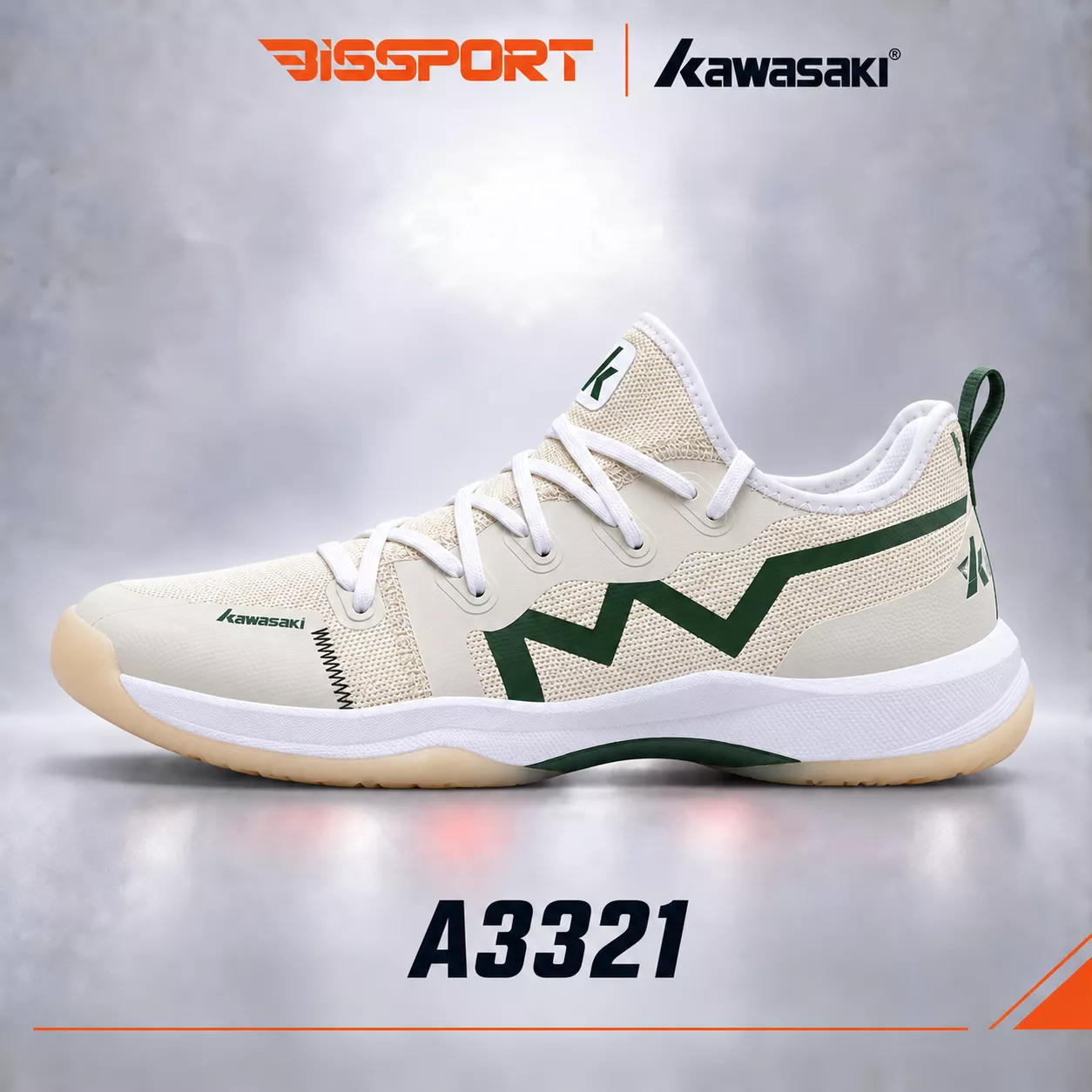 Giày Cầu Lông Kawasaki B3321 Trắng Be Chính Hãng - Chất Lượng Vượt Trội, Thoải Mái Tối Ưu