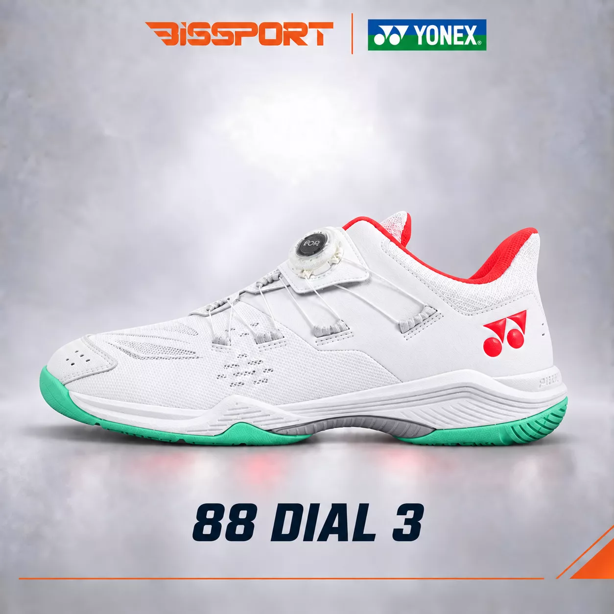 Giày Cầu Lông Yonex 88D3 Trắng Xanh Lá Chính Hãng - Thiết Kế Ấn Tượng, Khóa Boa Tiện Lợi, Chống Trượt Linh Hoạt