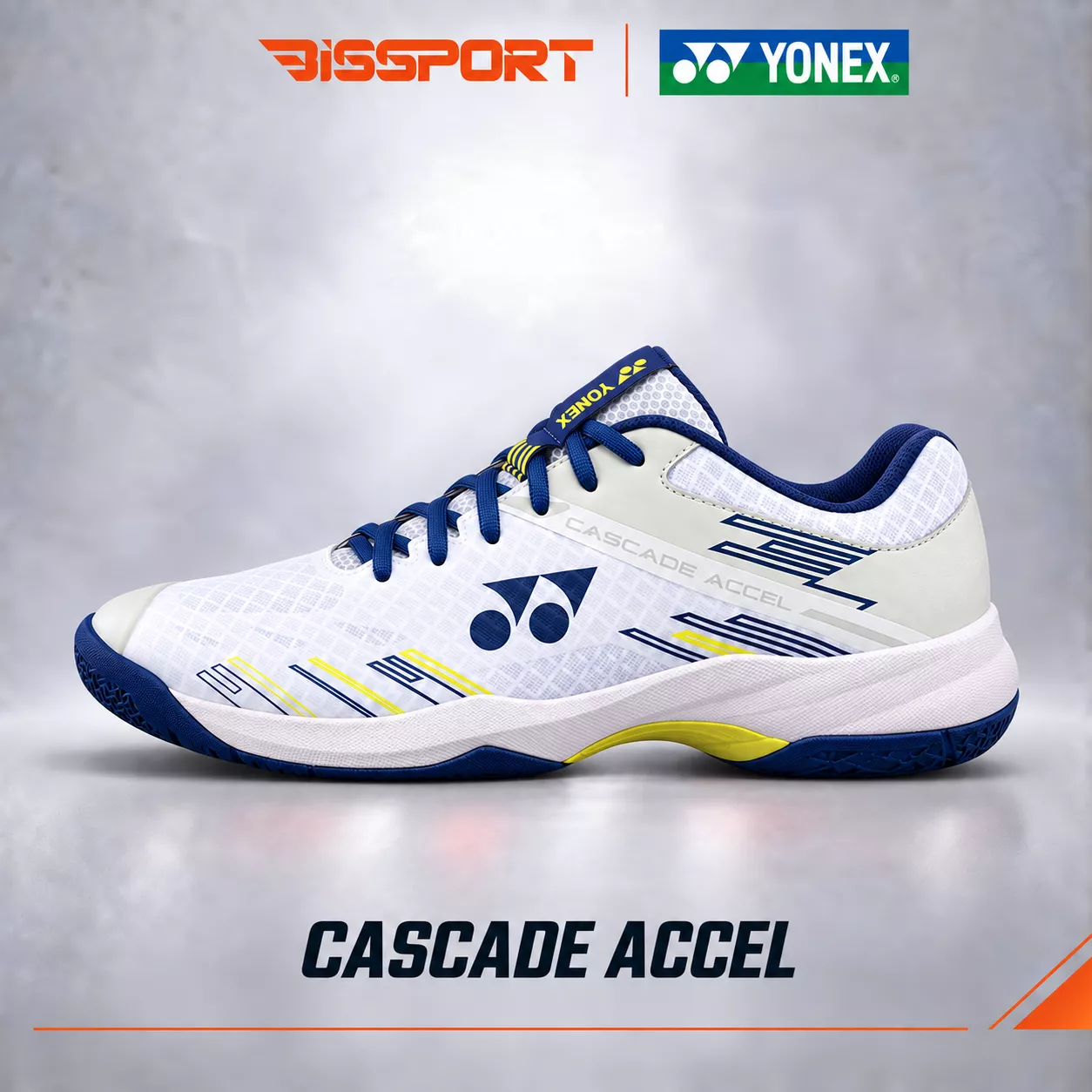 Giày Cầu Lông Yonex Cascade Accel Chính Hãng - Trắng Vàng - Thiết Kế Nổi Bật,Nhẹ, Ôm Chân, Khoáng Khí Và Bám Sân Tốt