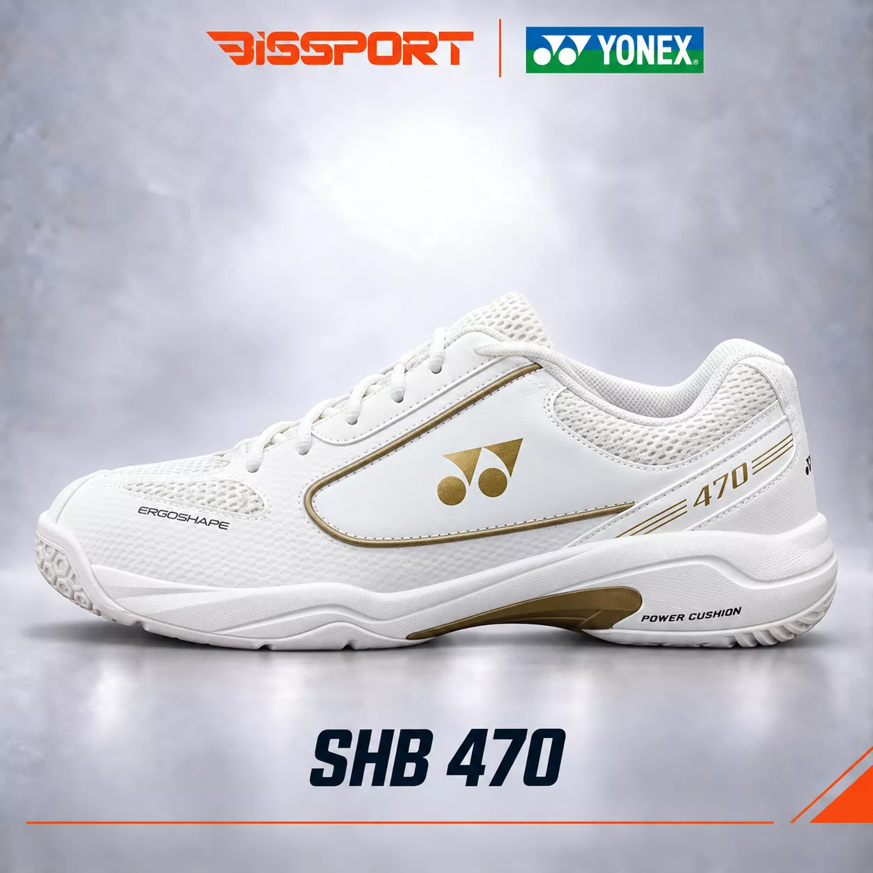 Giày Cầu Lông Yonex SHB470CR Trắng Vàng Chính Hãng - Nhẹ Nhàng - Đế Tổ Ong Siêu Bám - Bám Mọi Sàn - Ổn Định