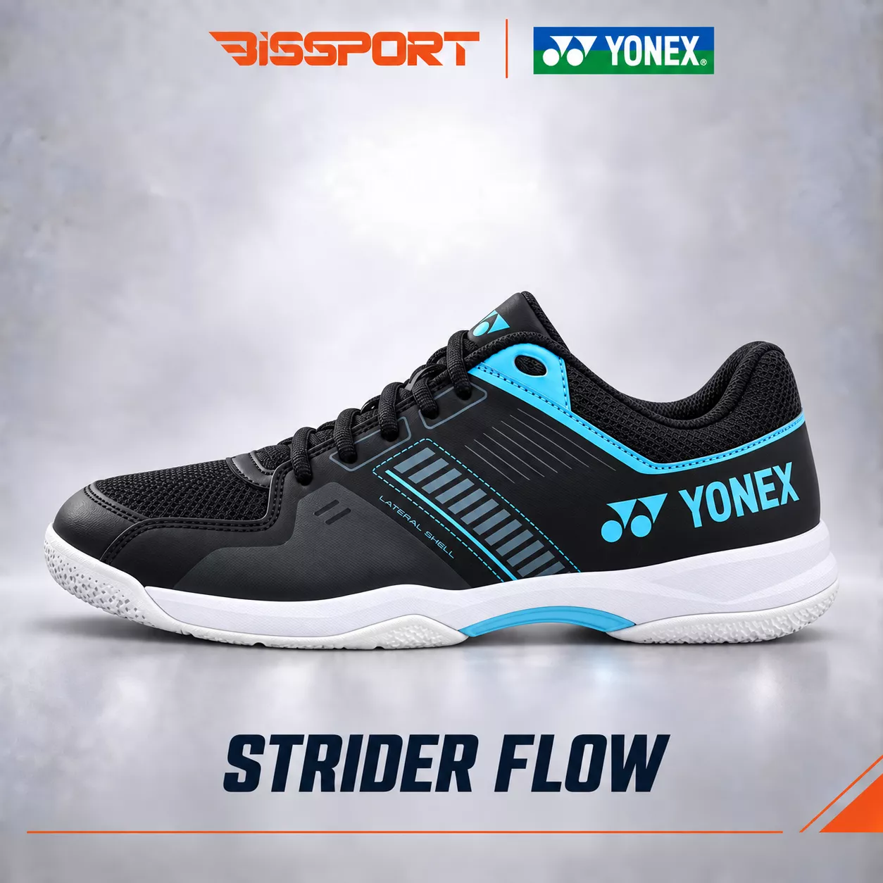 Giày Cầu Lông Yonex Strider Flow Chính Hãng - Đen Xanh - Bền Bỉ - Nhẹ - Power Cushion - Chống Chấn - Cứng