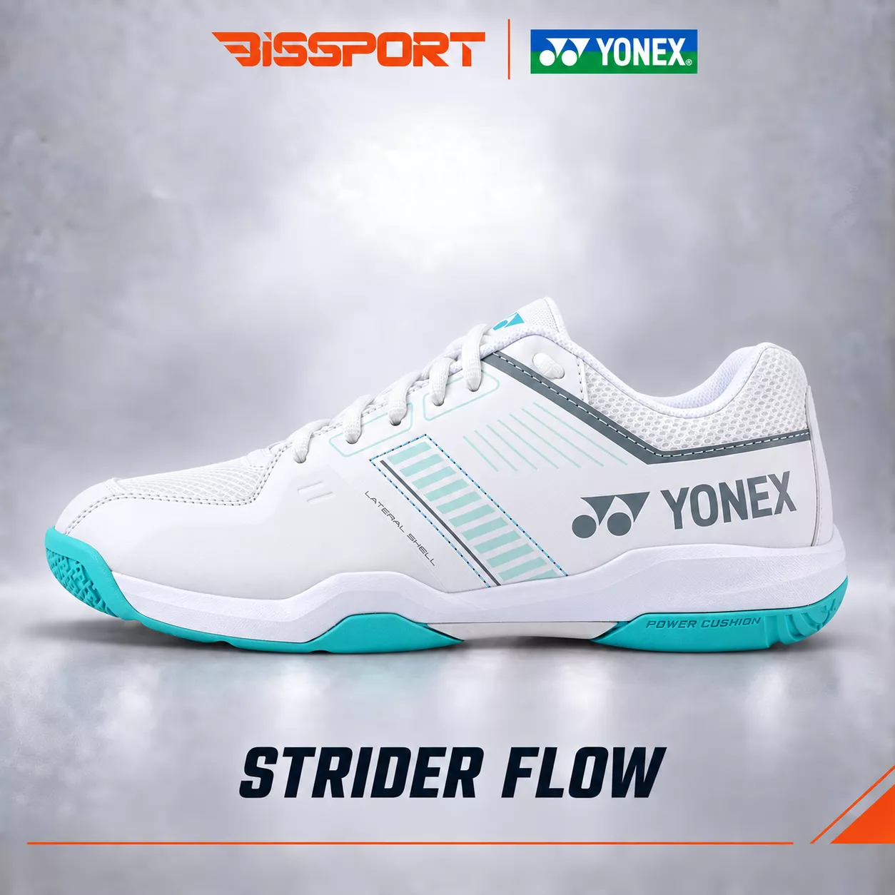 Giày Cầu Lông Yonex Strider Flow Chính Hãng - Trắng Xanh Ngọc - Bền Bỉ - Nhẹ - Power Cushion - Chống Chấn - Thoáng
