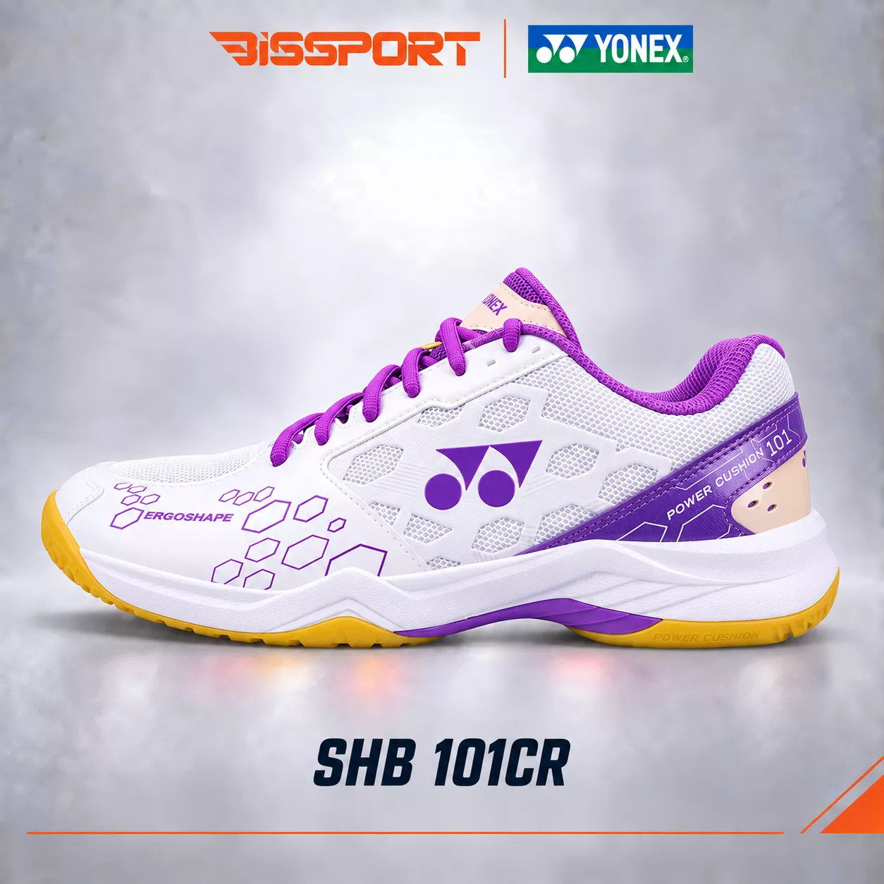 Giày Cầu Lông Yonex Trắng Tím SHB101CR Chính Hãng - Đế Cao Su Chống Trơn - Da Chống Bụi Bẩn