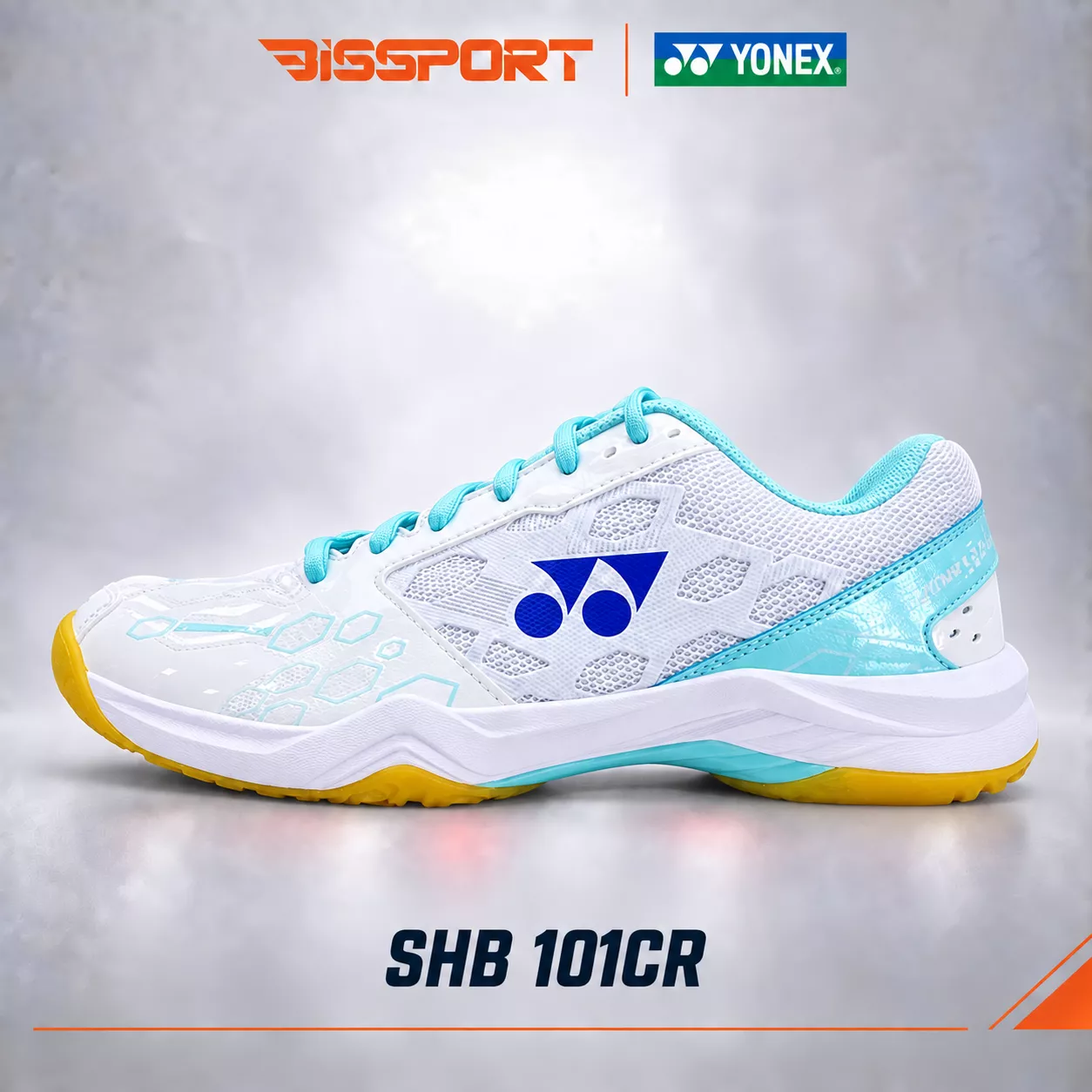 Giày Cầu Lông Yonex Trắng Xanh Ngọc SHB101CR Chính Hãng - Đế Cao Su Chống Trơn - Da Chống Bụi Bẩn