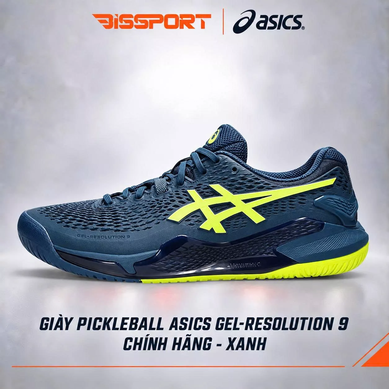 Giày Pickleball ASICS GEL-RESOLUTION 9 Chính Hãng - Xanh - Giảm Chấn Tối Ưu - Bền Bỉ - Ổn Định Cao - Thoáng Khí - Nhẹ