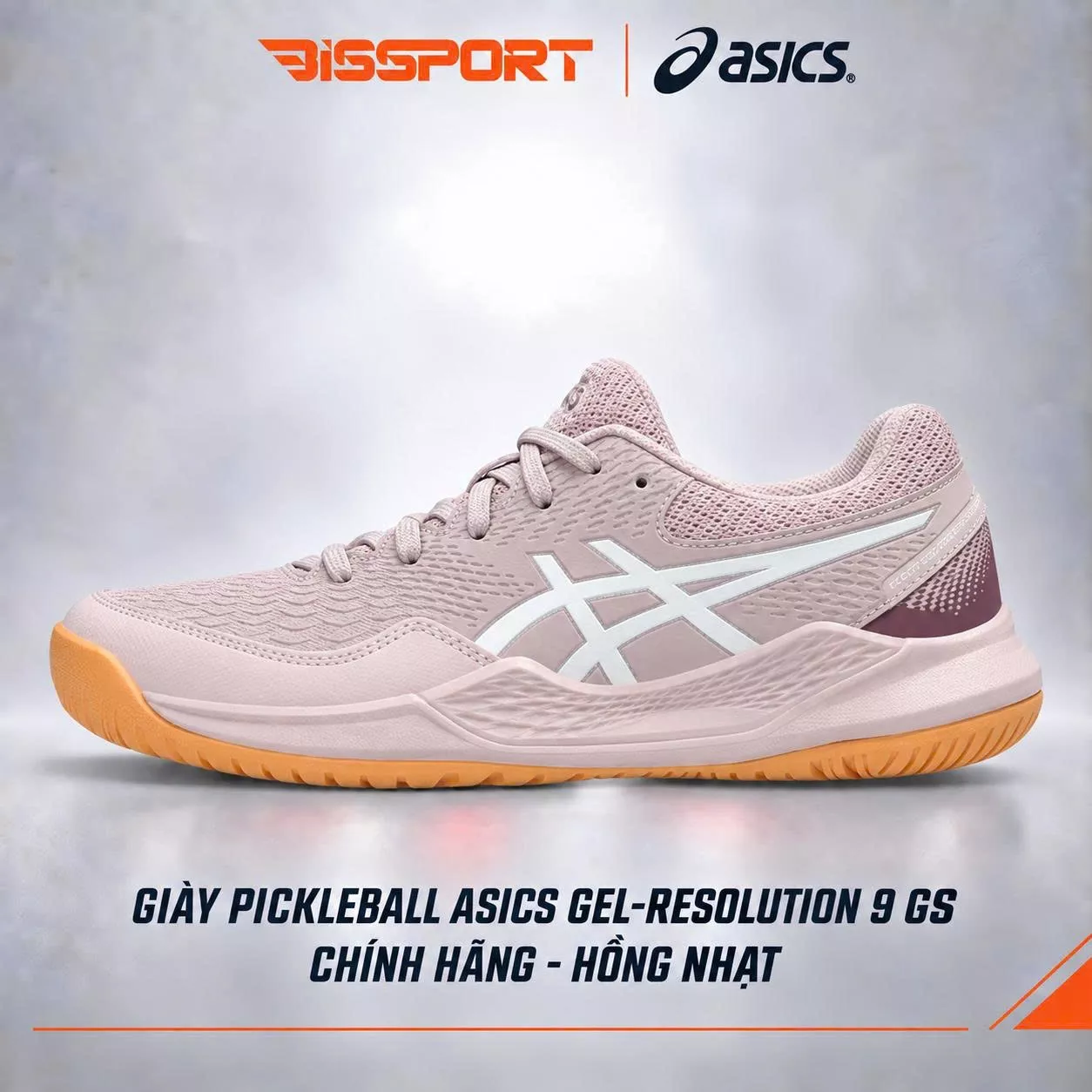 Giày Pickleball ASICS GEL-RESOLUTION 9 GS Chính Hãng - Hồng Nhạt - Bền Bỉ Vượt Trội - Giảm Chấn Êm Ái