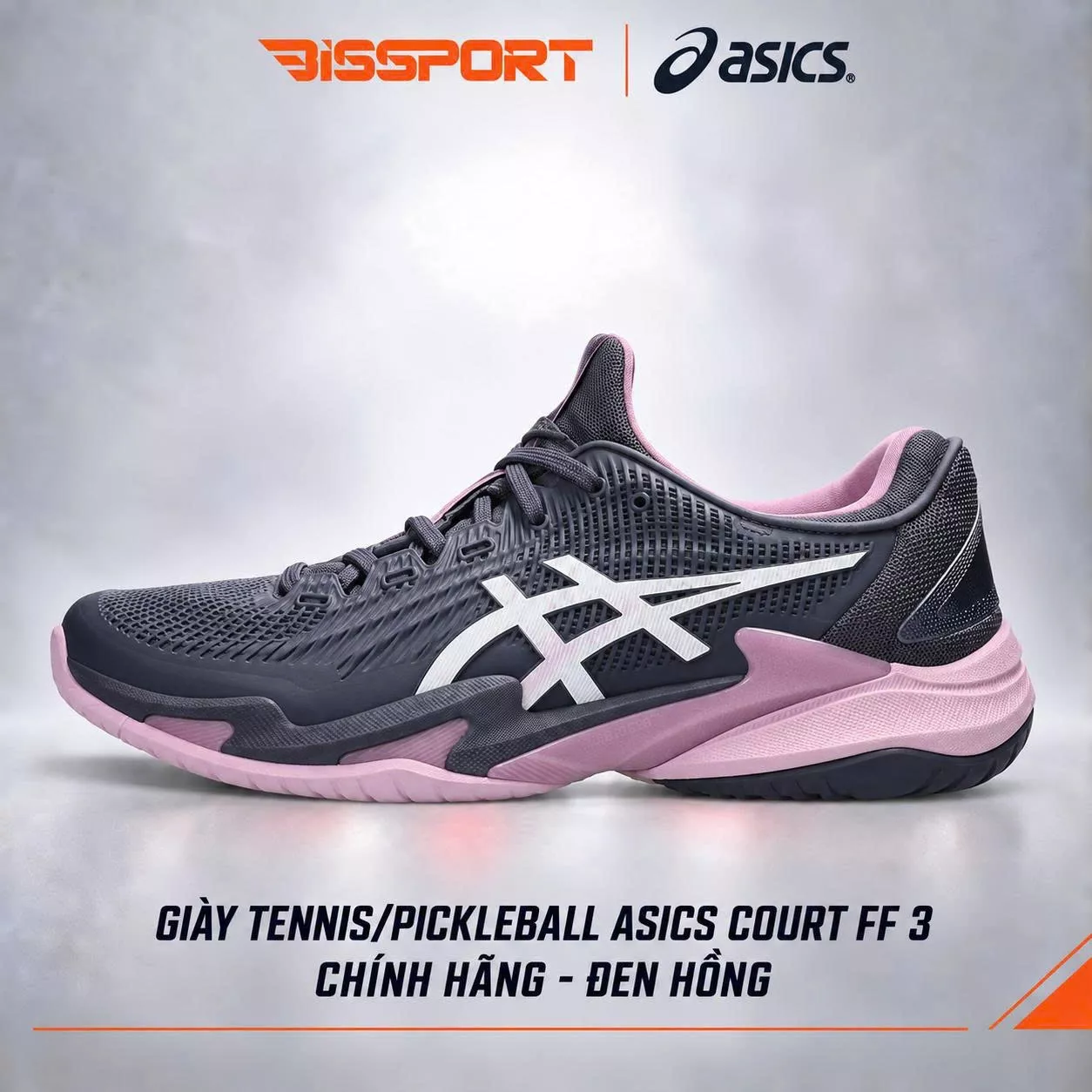 Giày Tennis/Pickleball Asics Asics Court FF3 Chính Hãng - Đen Hồng - Êm Ái, Ổn Định - Giảm Chấn - Siêu Bền - Bám Mọi Sàn