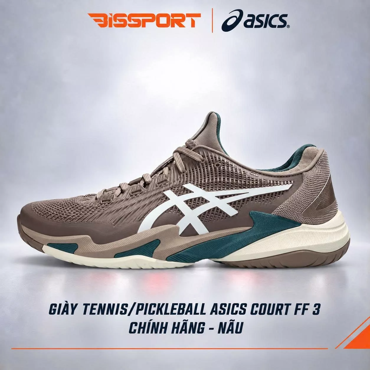Giày Tennis/Pickleball Asics Asics Court FF3 Chính Hãng - Nâu - Êm Ái, Ổn Định - Giảm Chấn - Siêu Bền - Bám Mọi Sàn
