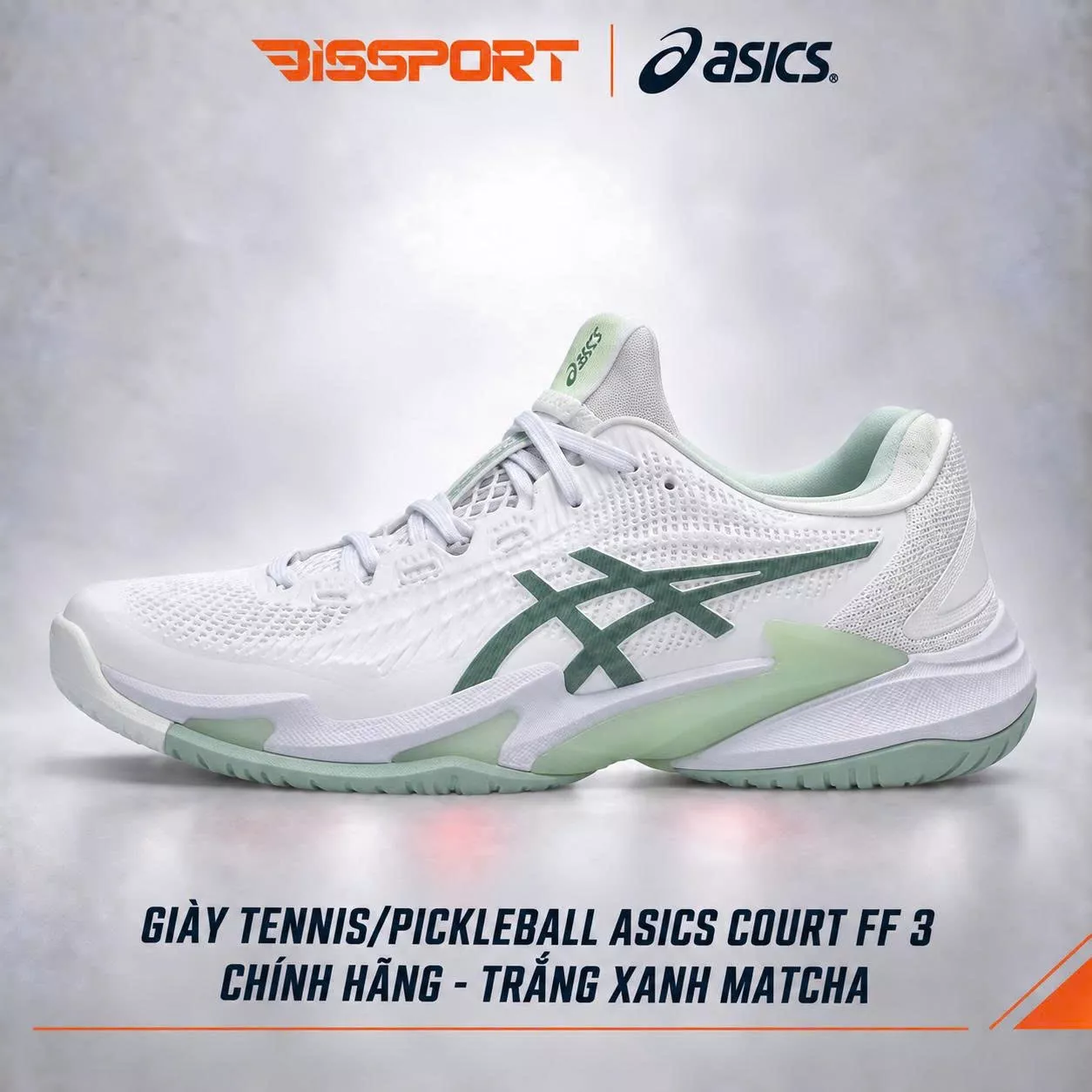 Giày Tennis/Pickleball Asics Asics Court FF3 Chính Hãng - Trắng Xanh Matcha - Êm Ái, Ổn Định - Giảm Chấn - Bền - Bám Sàn
