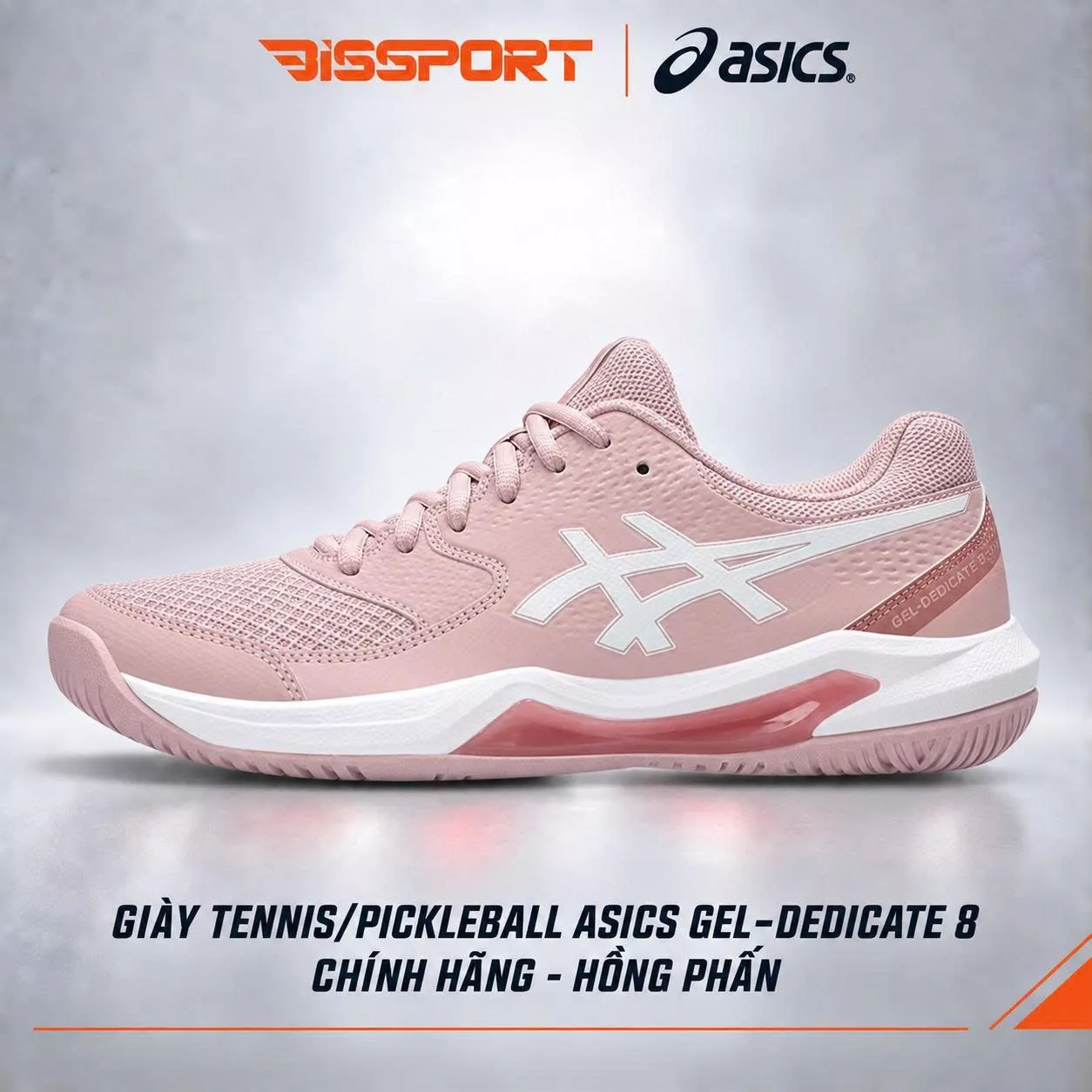 Giày Tennis/Pickleball ASICS Dedicate 8 Chính Hãng – Hồng Phấn – Nhẹ, Bám Sân – Công Nghệ GEL™ Giảm Chấn – Thoáng Khí