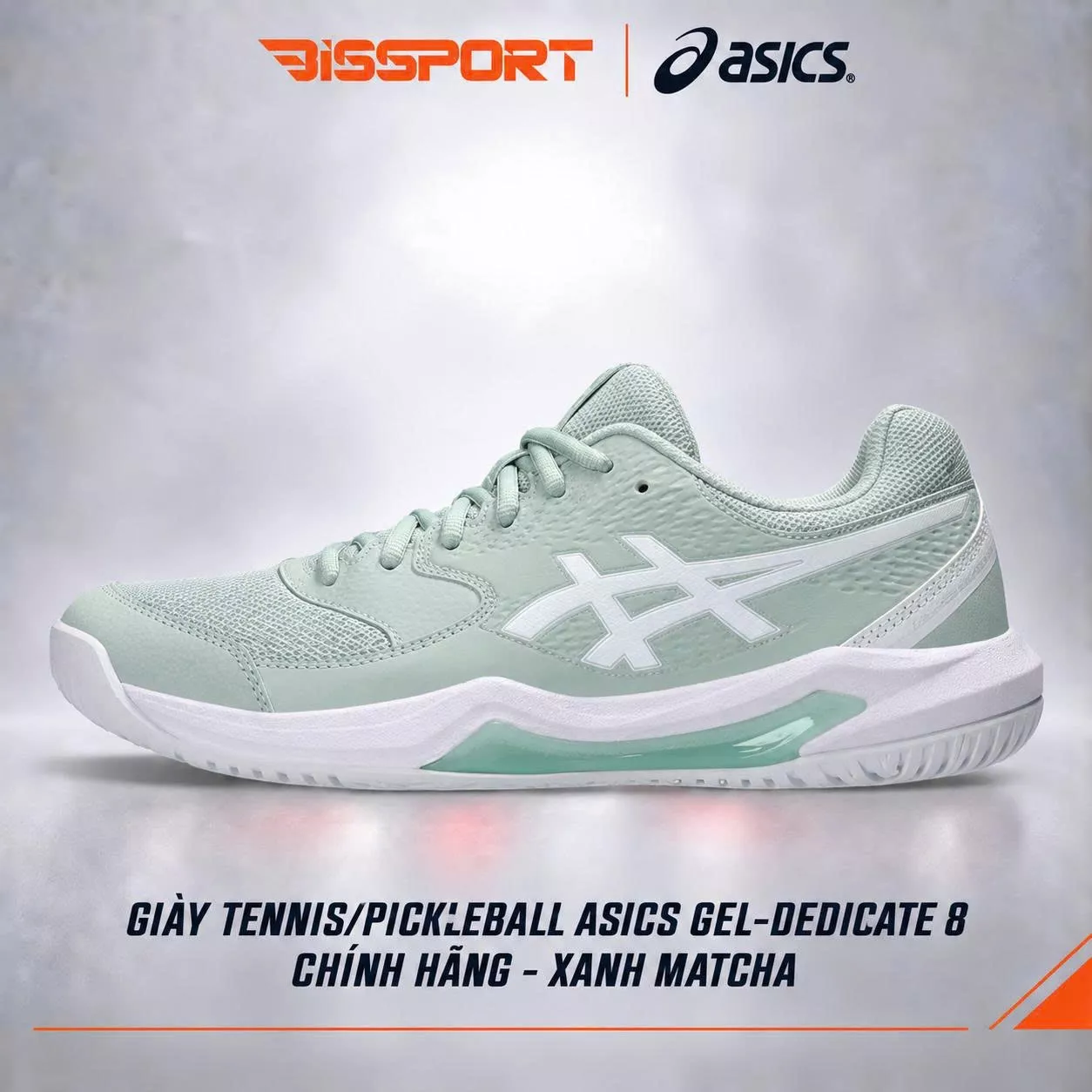 Giày Tennis/Pickleball ASICS Dedicate 8 Chính Hãng – Xanh Matcha – Nhẹ, Bám Sân – Công Nghệ GEL™ Giảm Chấn – Đế Siêu Bám