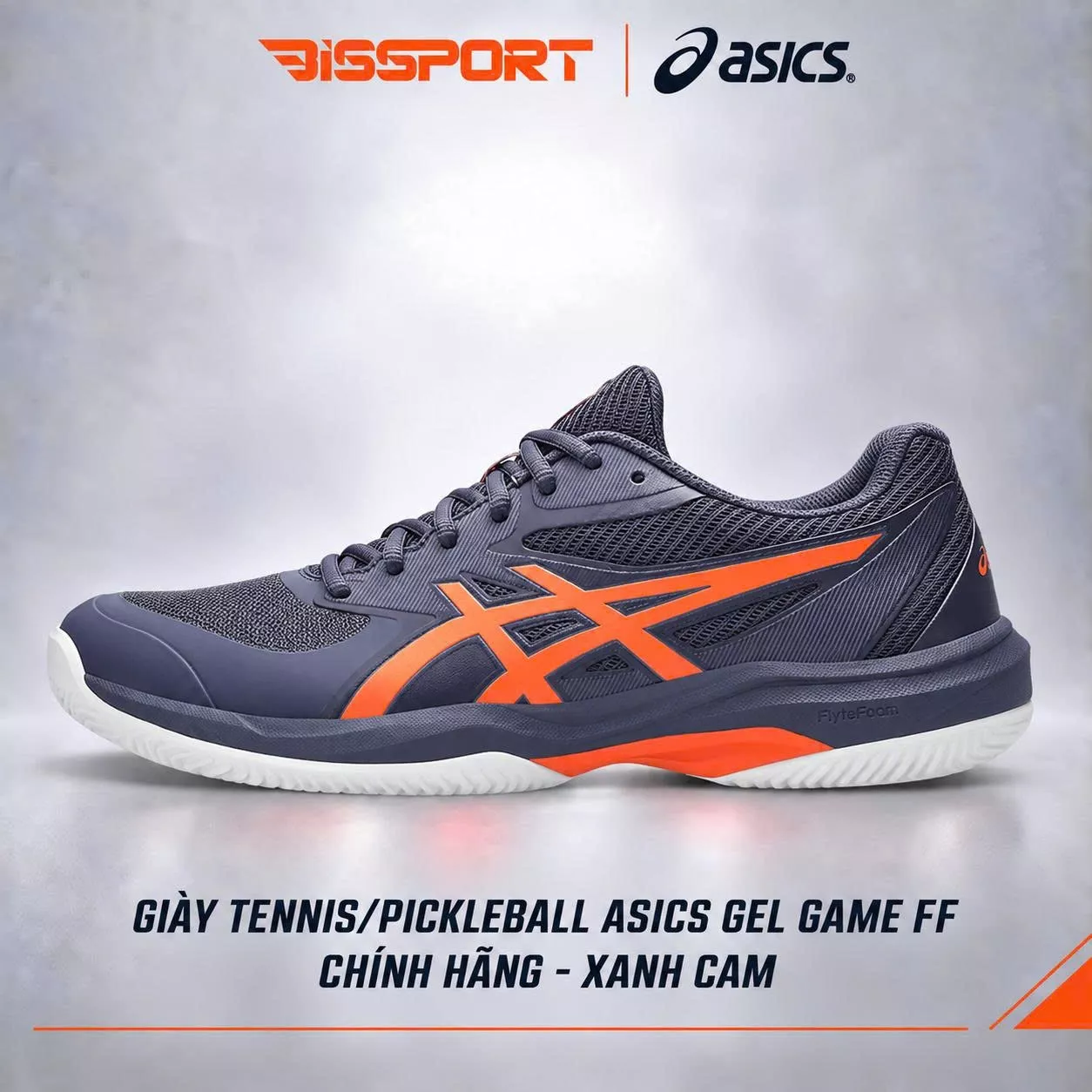 Giày Tennis/Pickleball ASICS GAME FF Chính Hãng - Xanh Cam - Nhẹ Đế Bám Sân - GEL™ Giảm Chấn - Thoáng Khí - Linh Hoạt