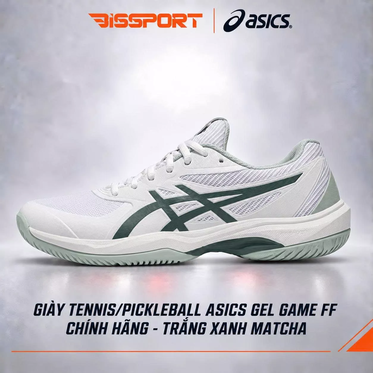 Giày Tennis/Pickleball ASICS GAME FF Chính Hãng – Trắng Xanh Matcha – Bám Sân – Công Nghệ GEL™ Giảm Chấn – Thoáng Khí