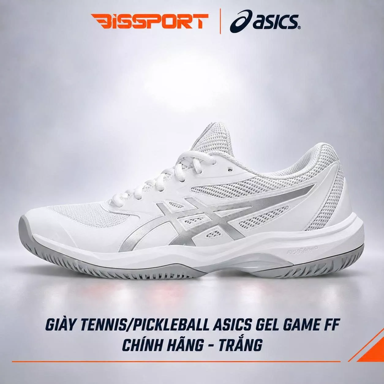 Giày Tennis/Pickleball ASICS GAME FF Chính Hãng – Trắng – Nhẹ, Bám Sân – Công Nghệ GEL™ Giảm Chấn – Thoáng Khí