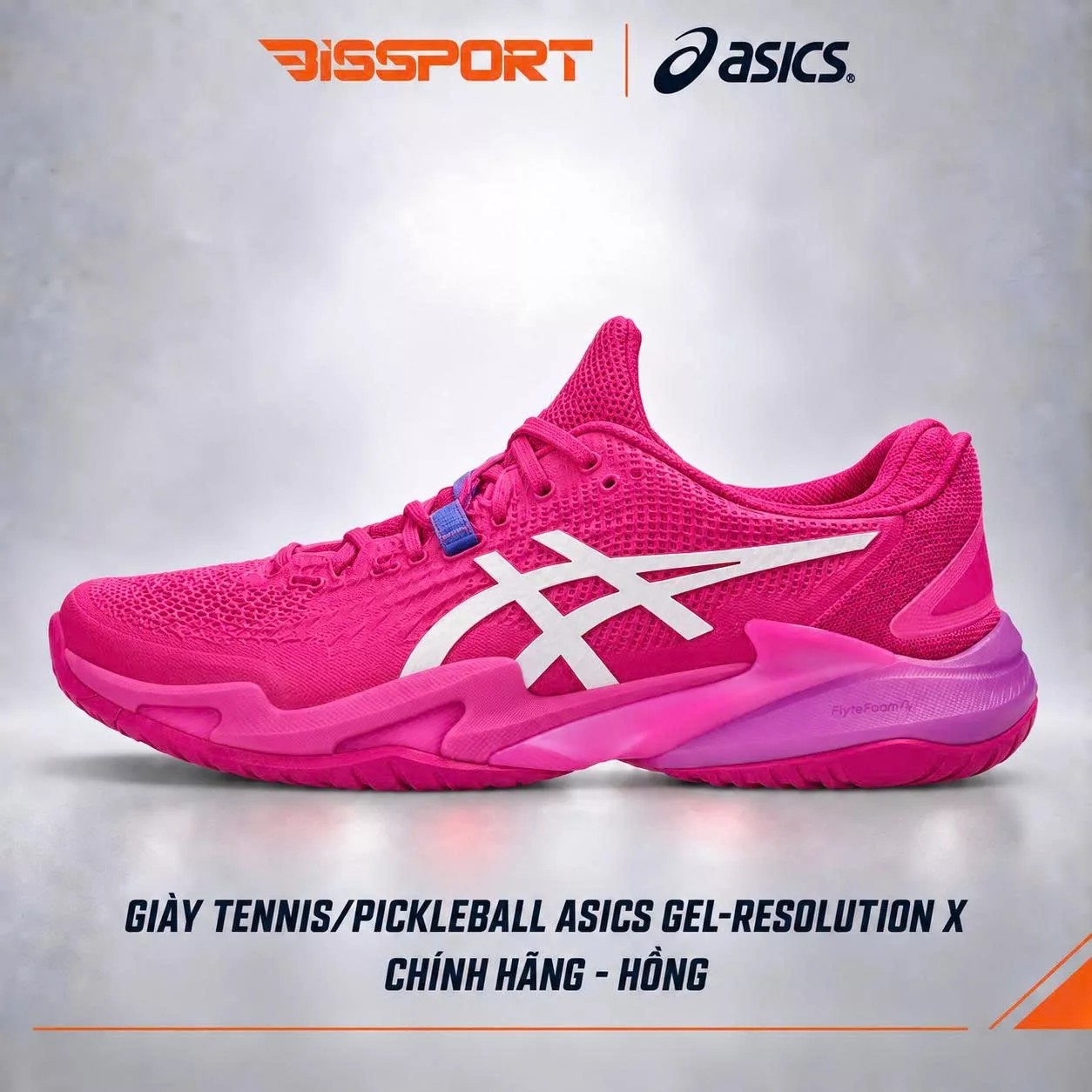 Giày Tennis/Pickleball Asics Gel Resolution X Chính Hãng - Hồng - Ổn Định - Thoáng Khí - Nhẹ Giảm Chấn - Bền Bỉ