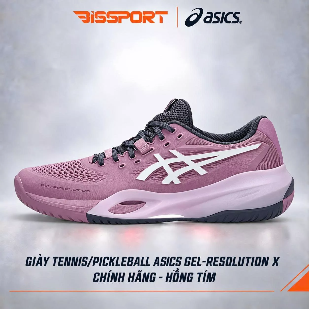 Giày Tennis/Pickleball Asics Gel Resolution X Chính Hãng - Hồng Tím - Êm Ái, Ổn Định - Giảm Chấn Vượt Trội - Siêu Bền