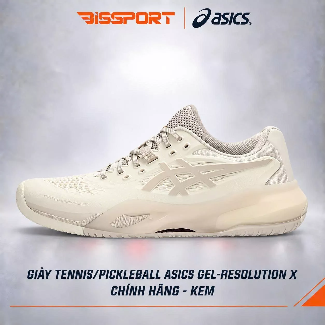 Giày Tennis/Pickleball Asics Gel Resolution X Chính Hãng - Kem - Ổn Định - Thoáng Khí - Nhẹ Giảm Chấn Tối Ưu - Bền Bỉ
