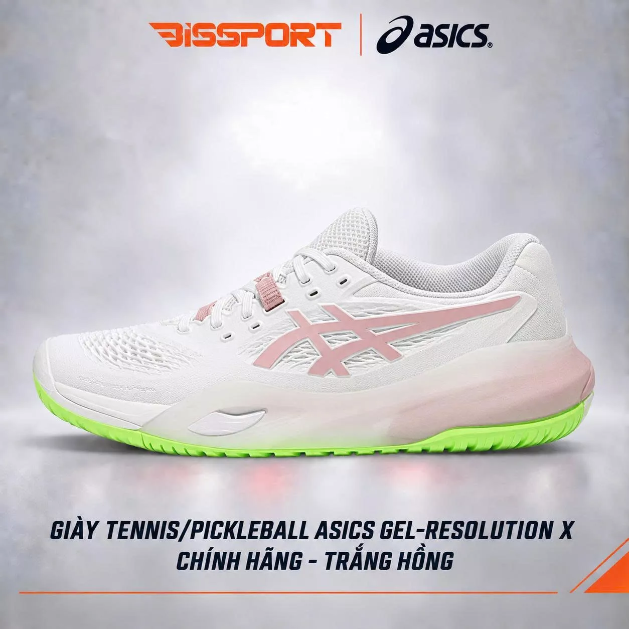 Giày Tennis/Pickleball Asics Gel Resolution X Chính Hãng - Trắng Hồng - Nhẹ - Giảm Chấn Vượt Trội - Siêu Bền