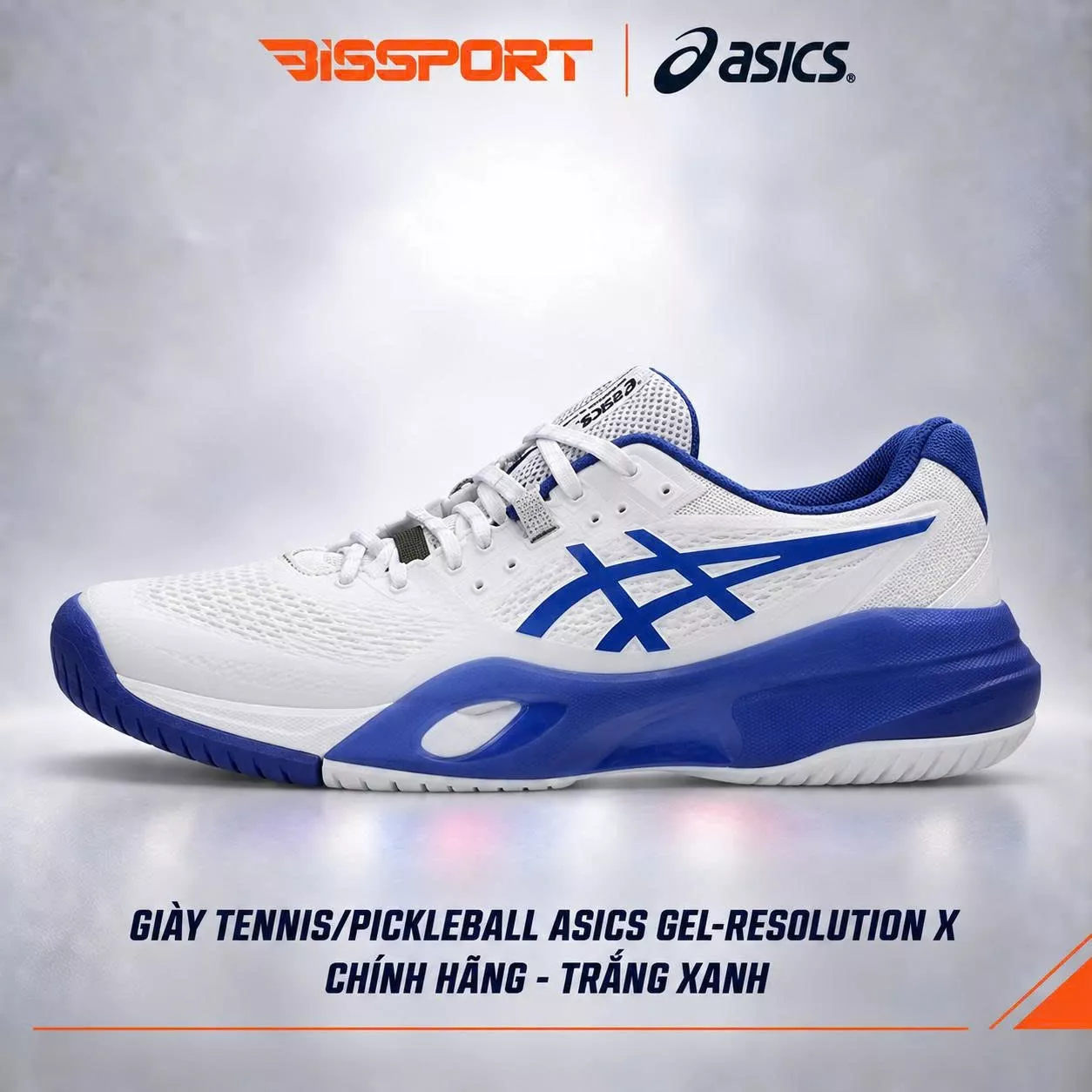 Giày Tennis/Pickleball Asics Gel Resolution X Chính Hãng - Trắng Xanh - Êm Ái - Nhẹ - Giảm Chấn Vượt Trội - Siêu Bền