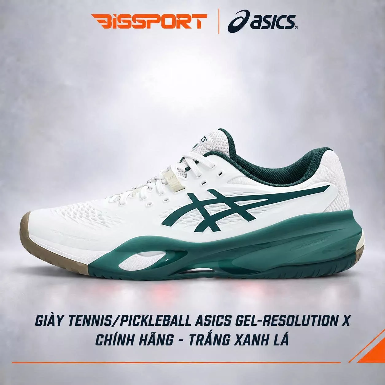 Giày Tennis/Pickleball Asics Gel Resolution X Chính Hãng - Trắng Xanh Lá - Êm - Ổn Định - Giảm Chấn Vượt Trội - Siêu Bền