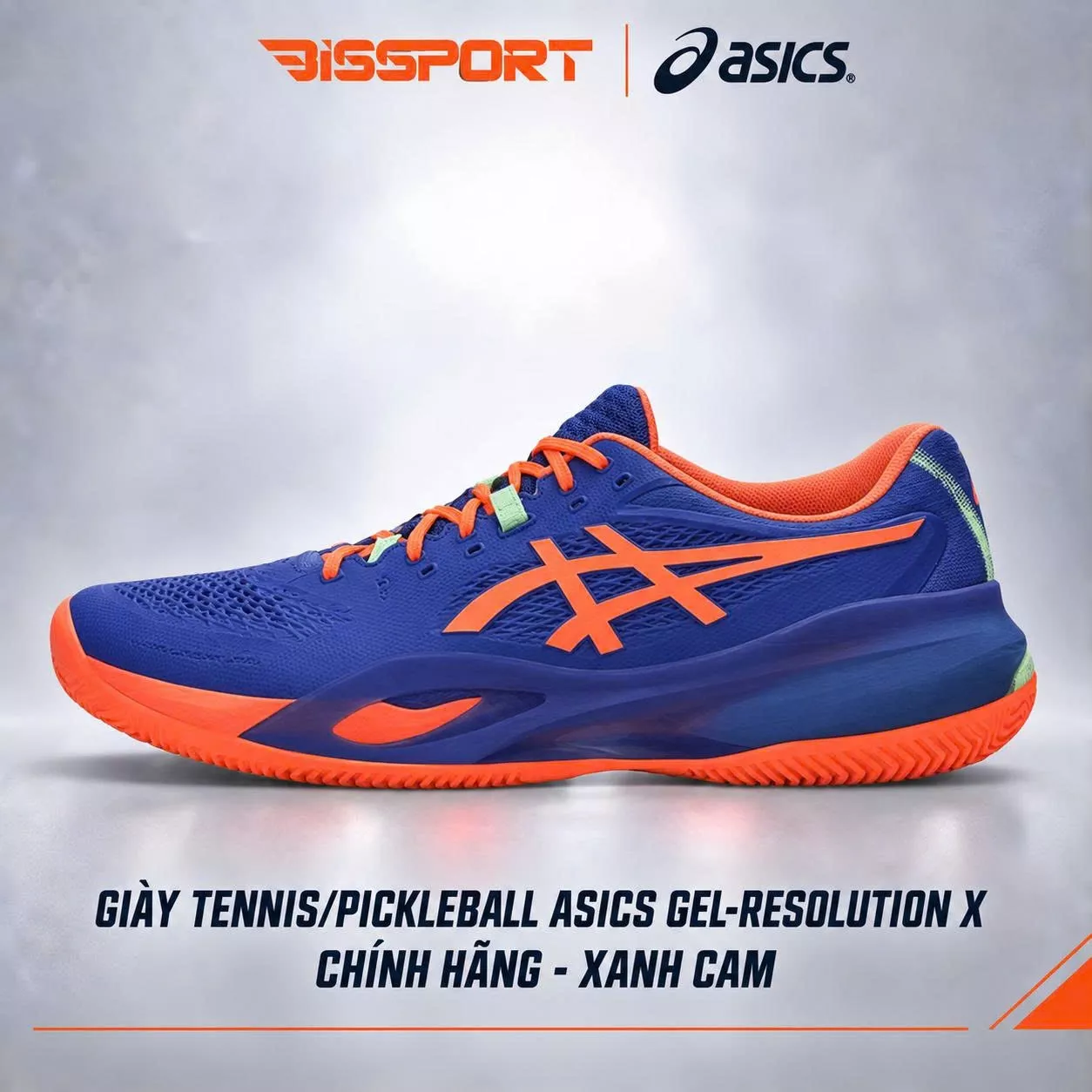 Giày Tennis/Pickleball Asics Gel Resolution X Chính Hãng - Xanh Cam - Ổn Định - Giảm Chấn Vượt Trội - Bền