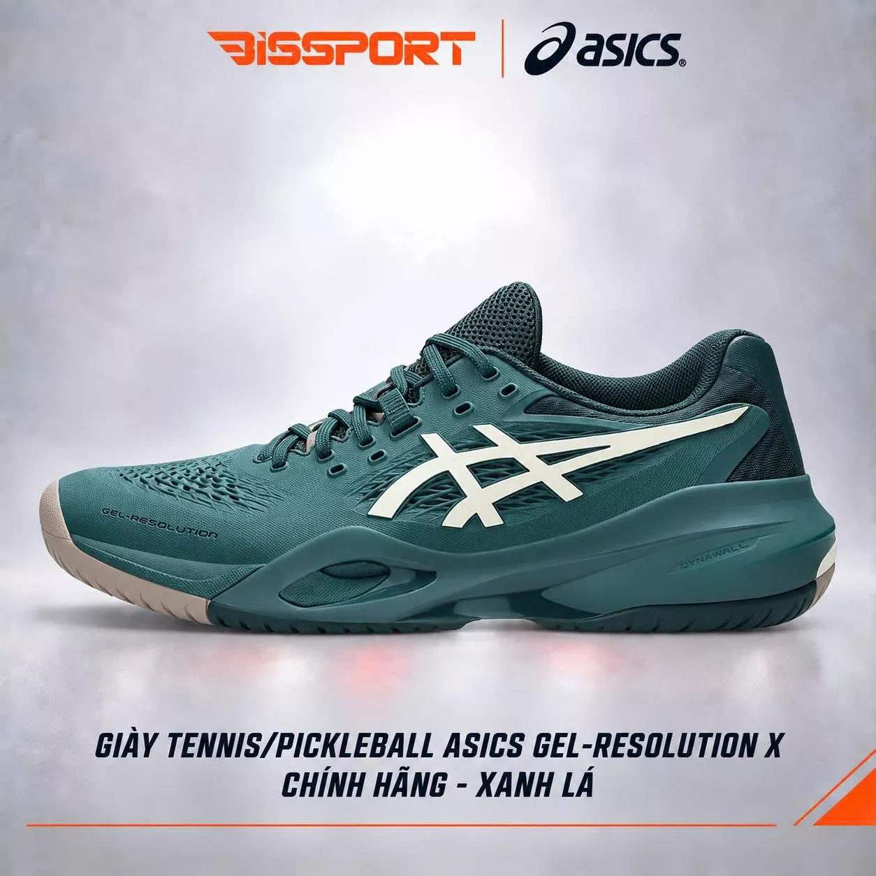 Giày Tennis/Pickleball Asics Gel Resolution X Chính Hãng - Xanh Lá - Nhẹ - Giảm Chấn Vượt Trội - Siêu Bền