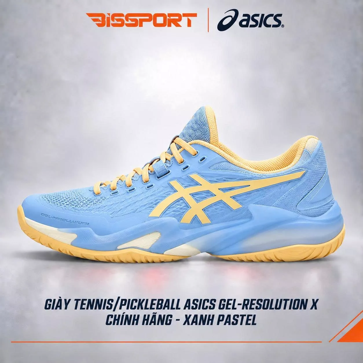 Giày Tennis/Pickleball Asics Gel Resolution X Chính Hãng - Xanh Pastel - Ổn Định - Thoáng Khí - Nhẹ Giảm Chấn - Bền Bỉ