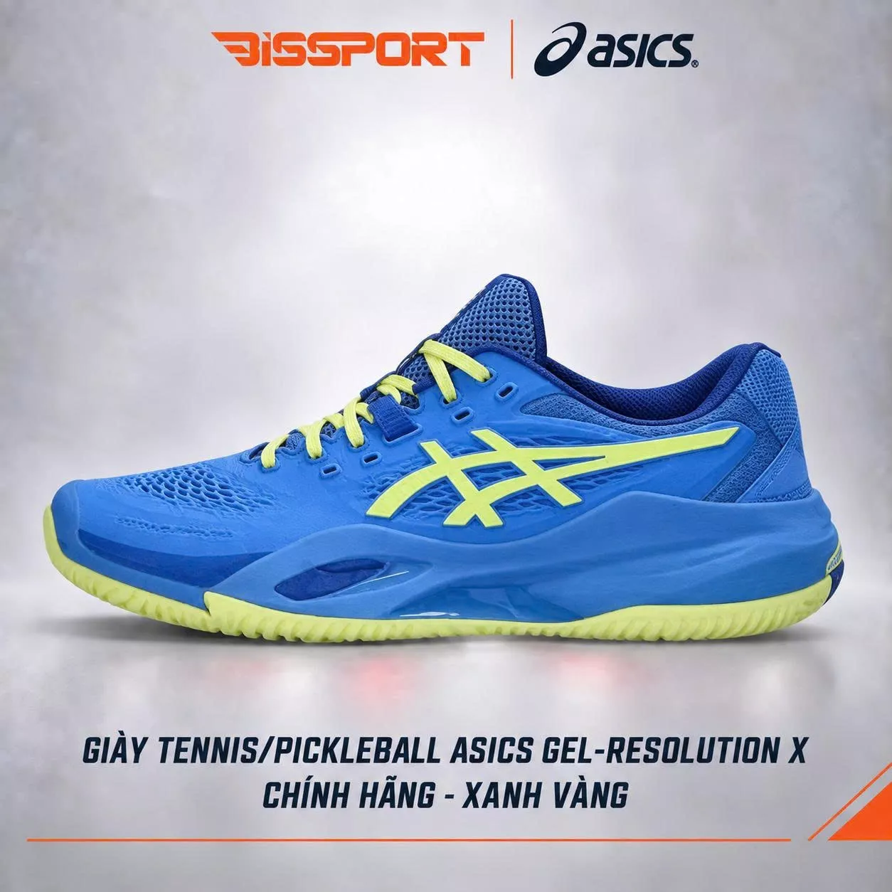 Giày Tennis/Pickleball Asics Gel Resolution X Chính Hãng - Xanh Vàng - Ổn Định - Thoáng Khí - Nhẹ Giảm Chấn - Bền Bỉ