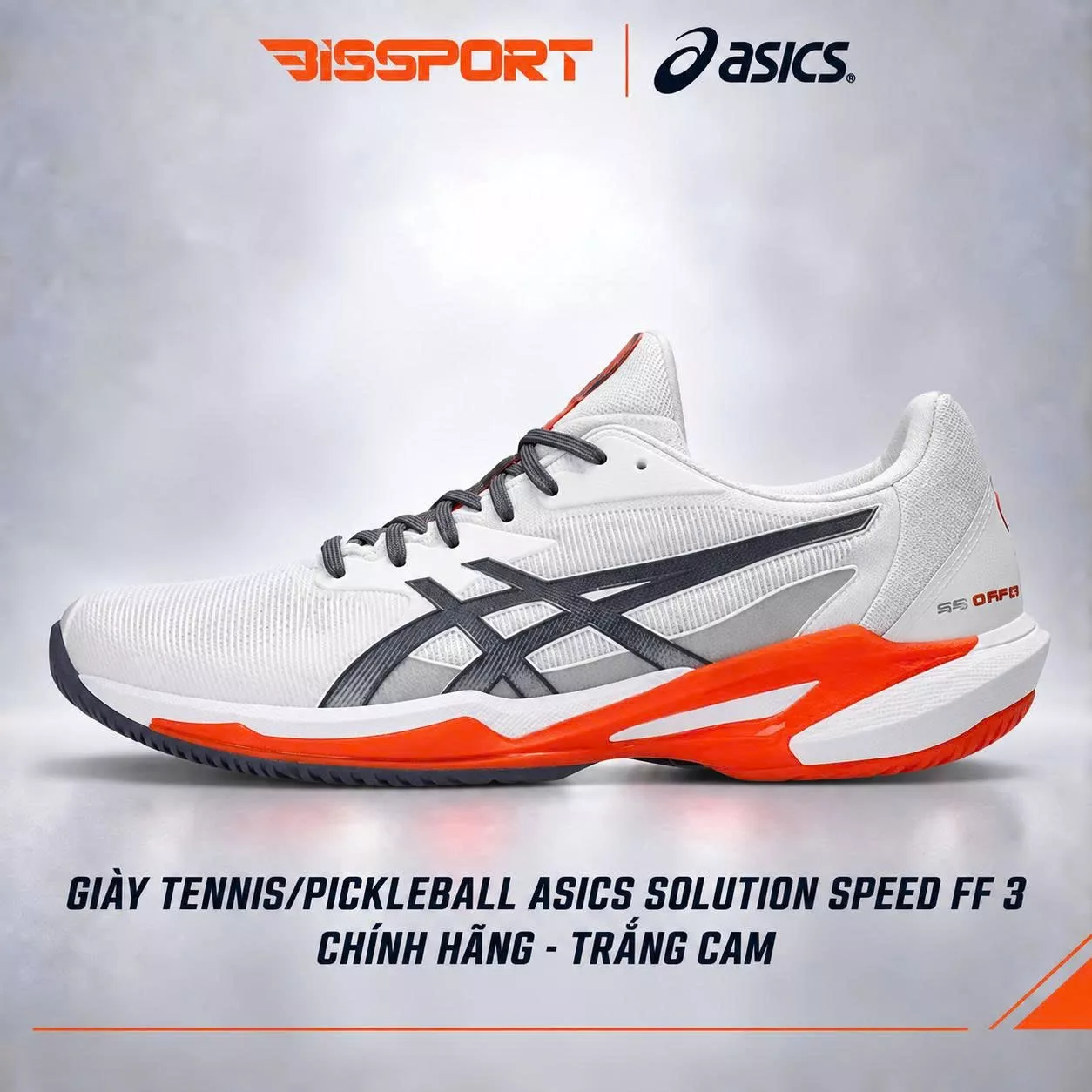 Giày Tennis/Pickleball  Asics Solution Speed FF3 Chính Hãng - Trắng Cam - Ổn Định - Thoáng Khí - Nhẹ Giảm Chấn Tối Ưu - Bền Bỉ