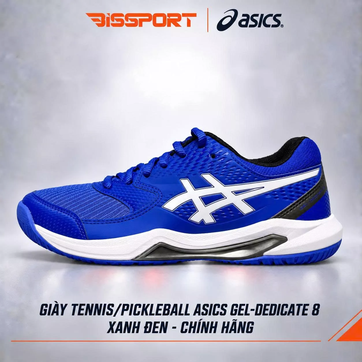 Giày Tennis/Pickleball Dedicate 8 Cao Cấp – Xanh Đen – Nhẹ, Bám Sân – Công Nghệ GEL™ Giảm Chấn – Thoáng Khí