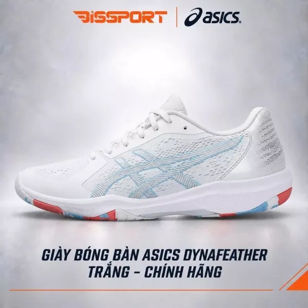 Giày Bóng Bàn Asics Dynafeather Trắng Chính Hãng - Giảm Chấn Tốt, Độ Đàn Hồi Và Ổn Định Tạo Cảm Giác Mềm Mại Dễ Chịu