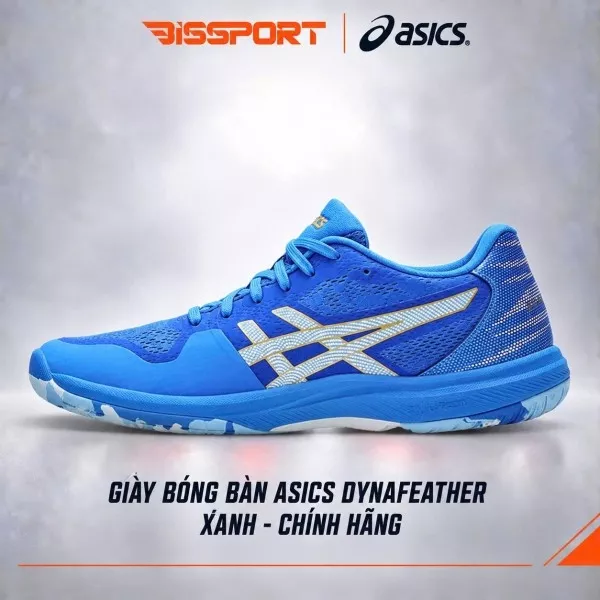 Giày Bóng Bàn Asics Dynafeather Xanh Chính Hãng - Giảm Chấn Tốt, Độ Đàn Hồi Và Ổn Định Tạo Cảm Giác Mềm Mại Dễ Chịu
