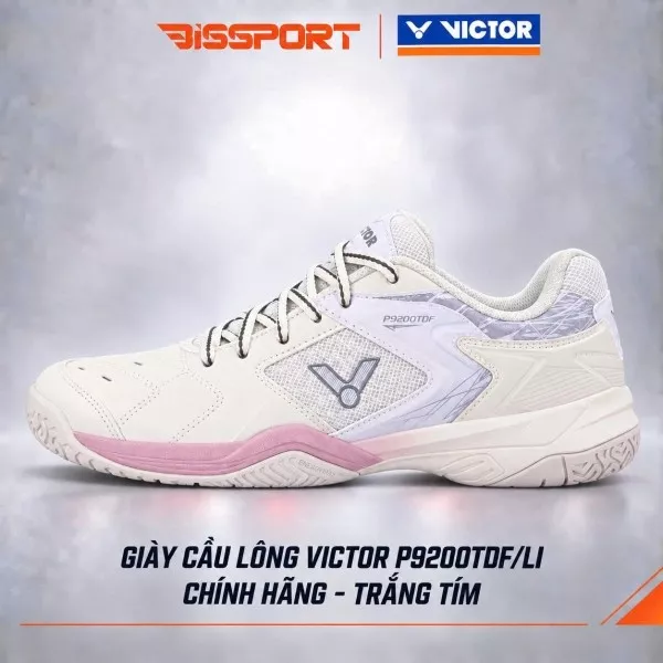 Giày Cầu Lông Victor P9200TDF/LI Chính Hãng - Trắng Tím - Form Ôm - Bám Sàn - Êm Chân - Chống Chấn - Bền Bỉ - Thoáng Khí