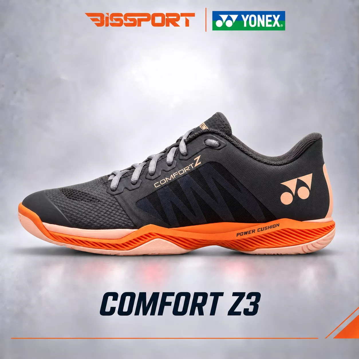 Giày Cầu Lông Yonex Comfort Z3 2025 Đen Cam Chính Hãng – Êm Mềm, Bám Sàn Tốt, Nhẹ Chân, Giảm Chấn Toàn Diện