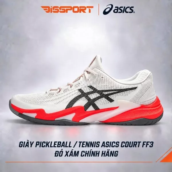 Giày Pickleball / Tennis ASICS Court FF3 Đỏ Xám Chính Hãng - Êm Ái, Ổn Định - Giảm Chấn - Siêu Bền