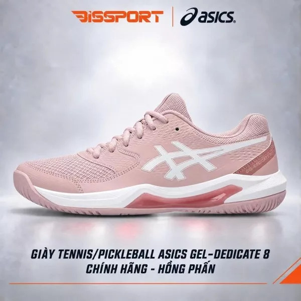 Giày Tennis/Pickleball ASICS Dedicate 8 Chính Hãng – Hồng Phấn – Nhẹ, Bám Sân – Công Nghệ GEL™ Giảm Chấn – Thoáng Khí
