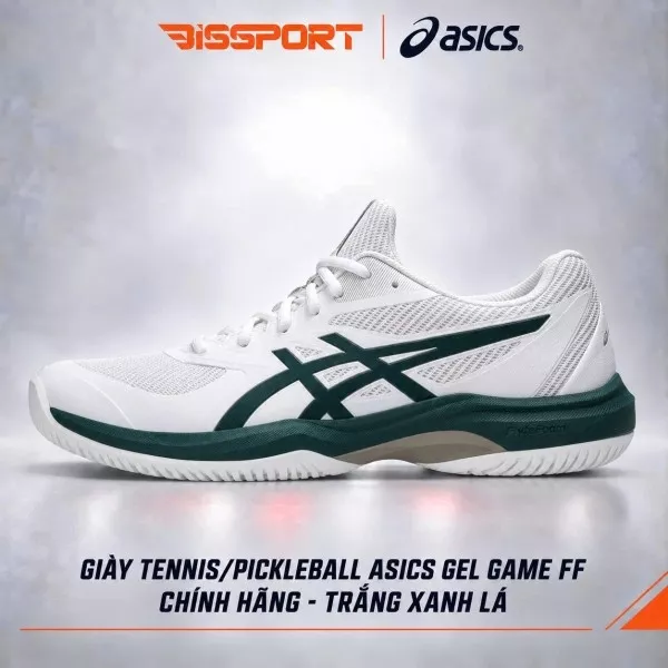 Giày Tennis/Pickleball ASICS GAME FF Chính Hãng – Trắng Xanh Lá – Nhẹ, Bám Sân – Công Nghệ GEL™ Giảm Chấn – Thoáng Khí