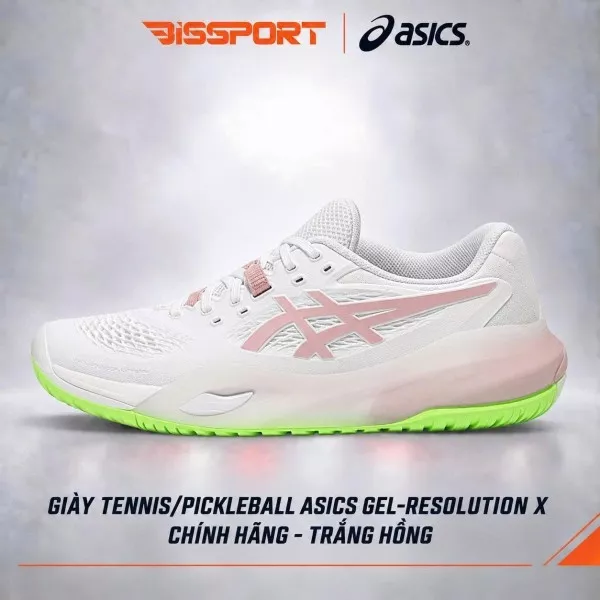Giày Tennis/Pickleball Asics Gel Resolution X Chính Hãng - Trắng Hồng - Nhẹ - Giảm Chấn Vượt Trội - Siêu Bền