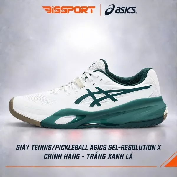 Giày Tennis/Pickleball Asics Gel Resolution X Chính Hãng - Trắng Xanh Lá - Êm - Ổn Định - Giảm Chấn Vượt Trội - Siêu Bền