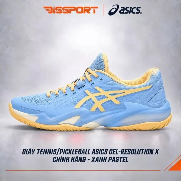 Giày Tennis/Pickleball Asics Gel Resolution X Chính Hãng - Xanh Pastel - Ổn Định - Thoáng Khí - Nhẹ Giảm Chấn - Bền Bỉ