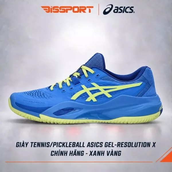 Giày Tennis/Pickleball Asics Gel Resolution X Chính Hãng - Xanh Vàng - Ổn Định - Thoáng Khí - Nhẹ Giảm Chấn - Bền Bỉ